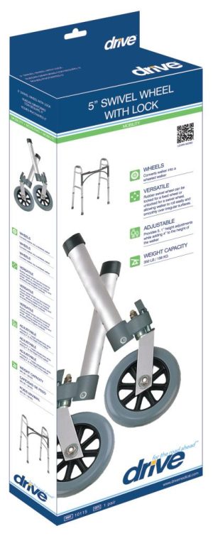 Drive, 3" Swivel Lock Wheel Two Sets of Rear Glides, 10113