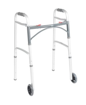 Drive, Deluxe Folding Walker, Two Button with 5" Wheels, 10211-4 & 10210-1