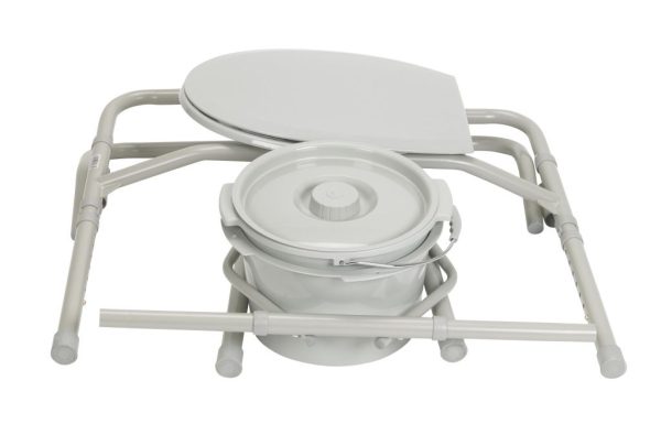 Drive, Steel Drop-Arm Commode with Wheels and Padded Armrests, 11101W - Image 3