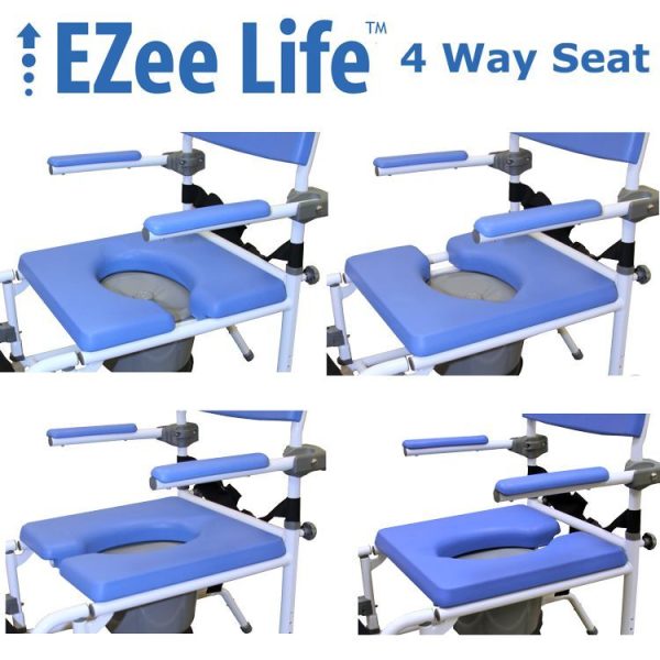 EZee Life, 18" Tilt Rehab Shower Commode with 4 Way Seat - Image 4