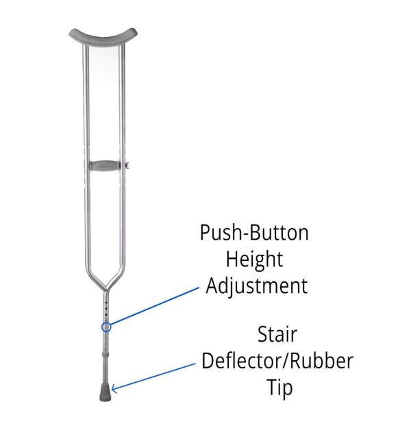 Medline, Bariatric Steel Push-Button Crutch (Pair), MDS8033 - Image 2