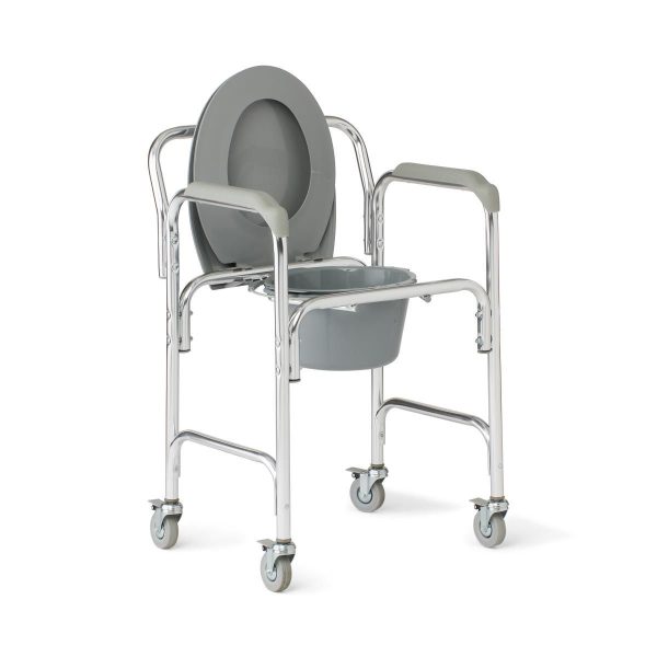 Medline, Aluminum Elongated Commode with Wheels, Medline, Aluminum Elongated Commode with Wheels, G1-501LWX1