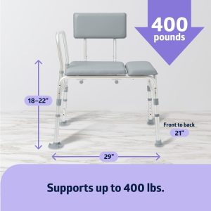 Medline, Padded Transfer Bench with Back 400lbs Capacity, G3-100KBPX1