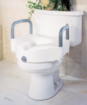 Medline, 5 Inch Raised Toilet Seat with Lock and Padded Arms, G4-502RX1